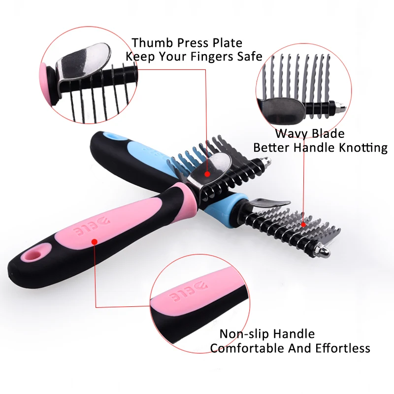 QQQPET Brush Shedding Trimmer For Dog Cat Pet Safe Edges Tangles and Matted Hair Cutter Rake Remover Comb Grooming Tool | Дом и сад