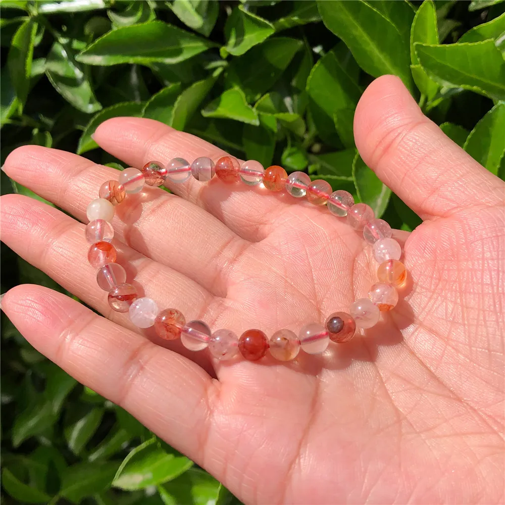 1 шт. натуральный красный гематоидный кварцевый браслет круглые бусины кристалл