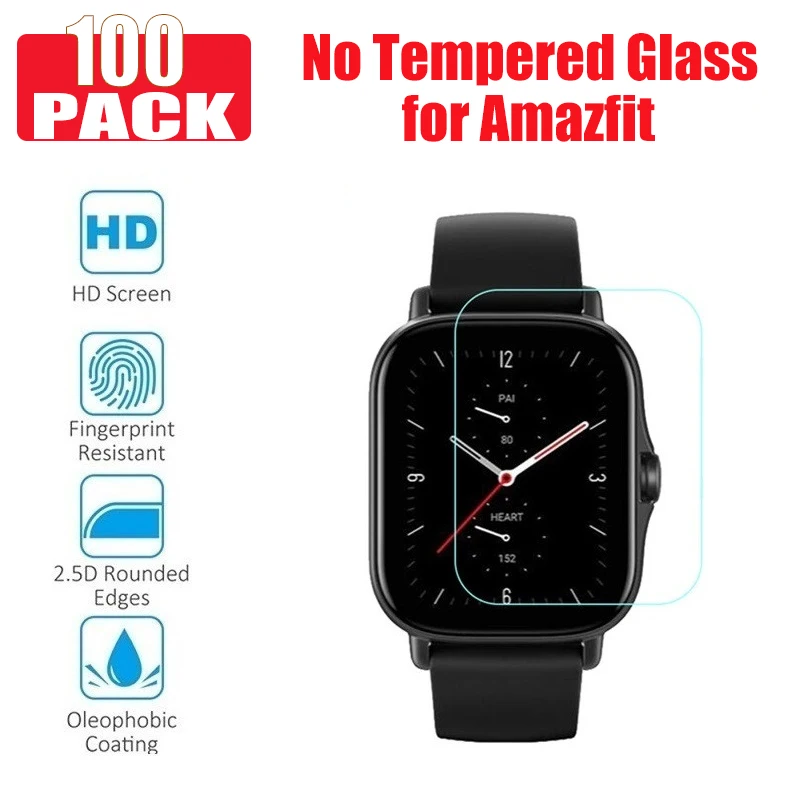 

100Pcs Screen Protector for Huami amazfit GTS 2 GTS 2e for Amazfit GTS 2 mini Bip S U Pro Lite Pace Stratos HD Hydrogel Film
