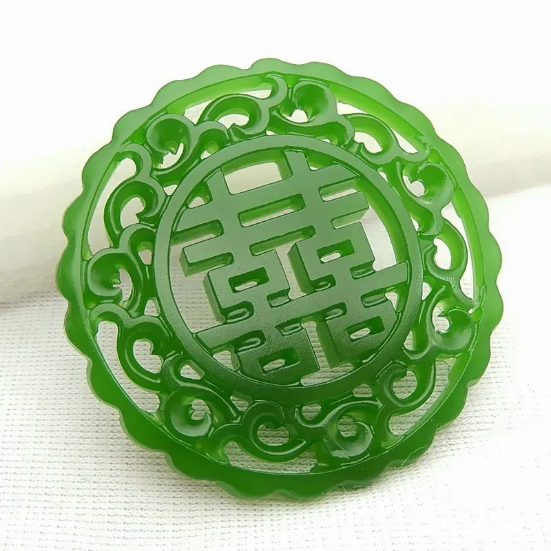 Ожерелье с подвеской из натурального зеленого нефрита китайская Двусторонняя