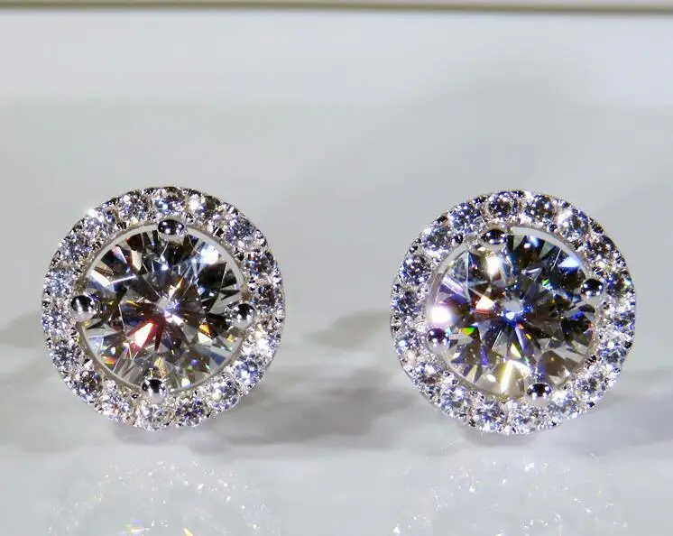 Женские серьги гвоздики из серебра 925 пробы с бриллиантами|Серьги-гвоздики| |