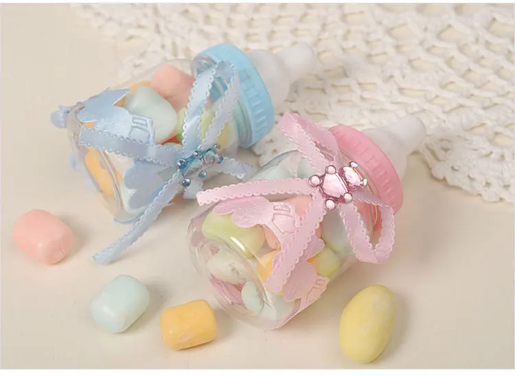 

Girl Boy Baby Shower Decorations Chocolate Candy Bottle Baptism Favors Christmas Halloween Party Gifts Box Plastic Case