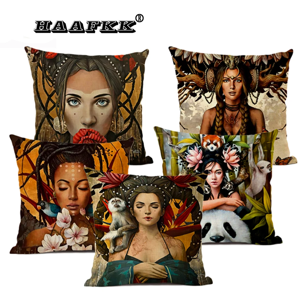 Популярная декоративная наволочка для подушки портретная картина маслом