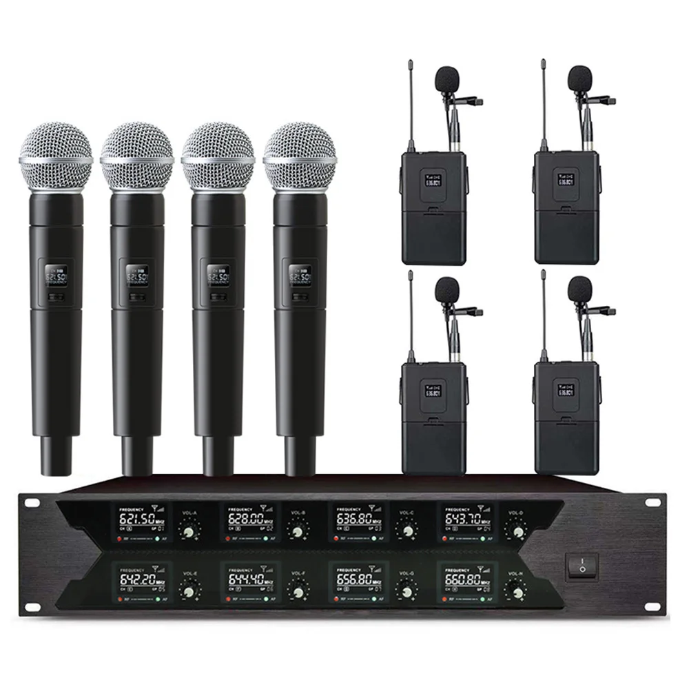 Беспроводная микрофонная система 8-канальный микрофон для школы церкви