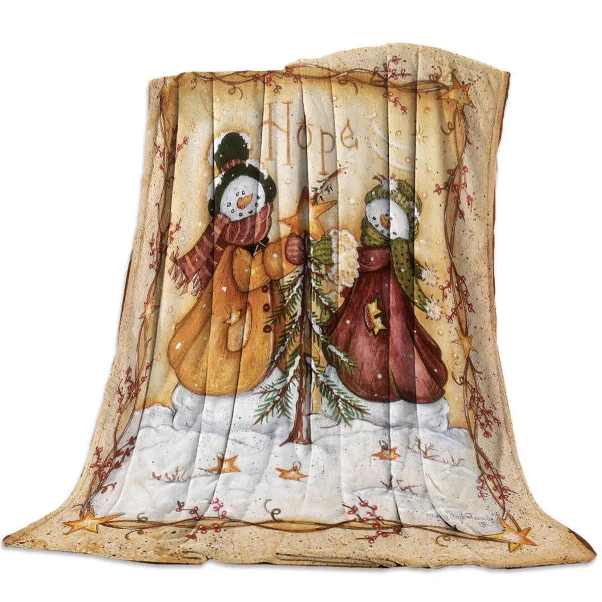 Шапка со звездами и снеговиком шарф покрывало для снега дивана кровати одеяло