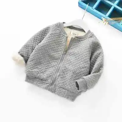 gray Новые детские куртки из плотного бархата; осенне-зимнее пальто; теплая одежда; Верхняя одежда для маленьких мальчиков; куртки с подкладкой; одежда для детей 1-3 лет - Цвет: gray