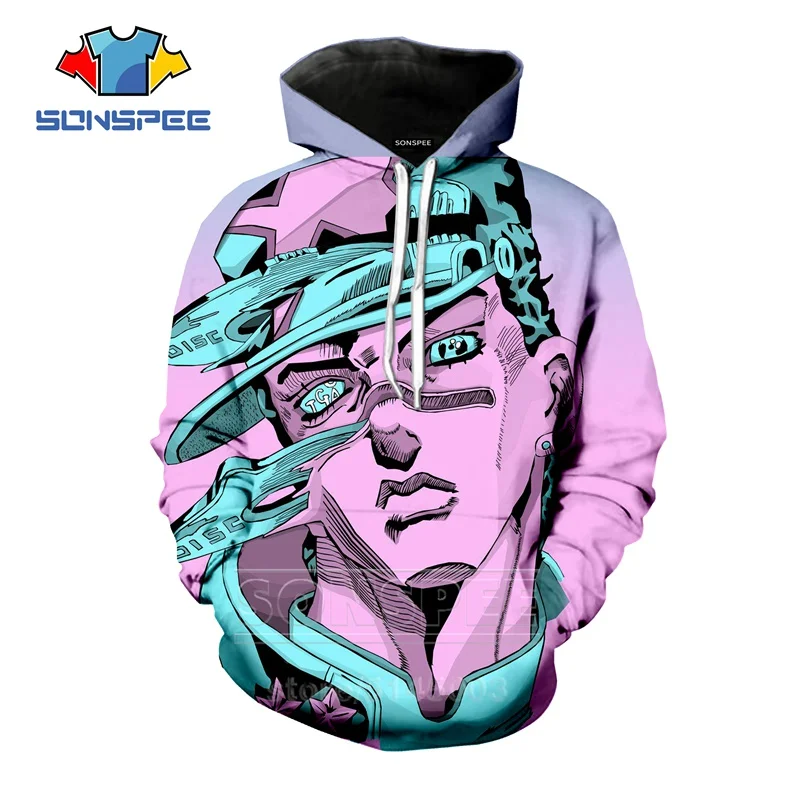 

SONSPEE Anime JoJo Bizarre Adventure Hoodies Men Women JOJO Sweatshirt 3D Print Fashion Long Sleeve Hip Hop Top O Neck Pullover