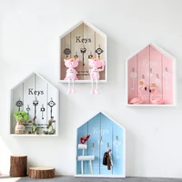 nordic wood key boxes wall mounted key hanging sundries storage holders shelf living room organization home wall decoration