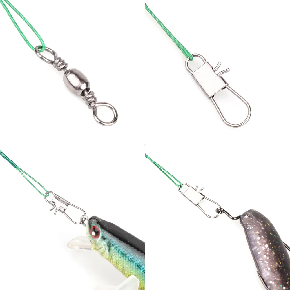 DONQL 60Pcs Anti Bite Steel Fishing Line Wire Leader Stainless 12CM - 30CM Accessory Swivel Connector | Спорт и развлечения