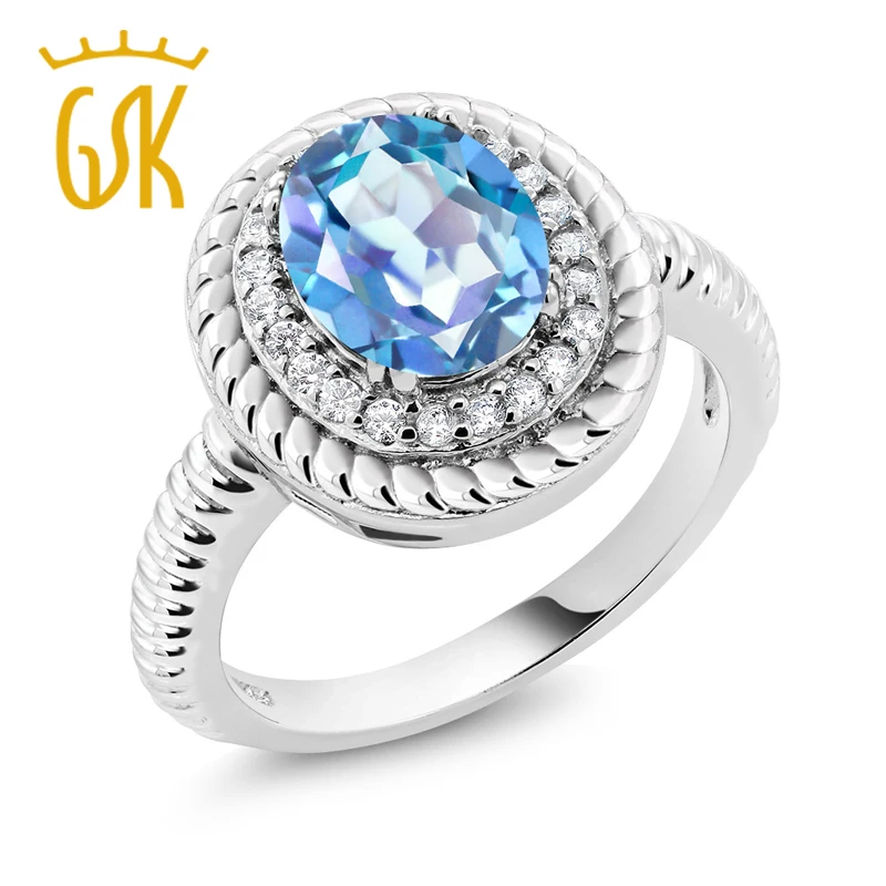 GemStoneKing 1 80 карат Овальный натуральный Миллениум синий мистик кварц 925 пробы