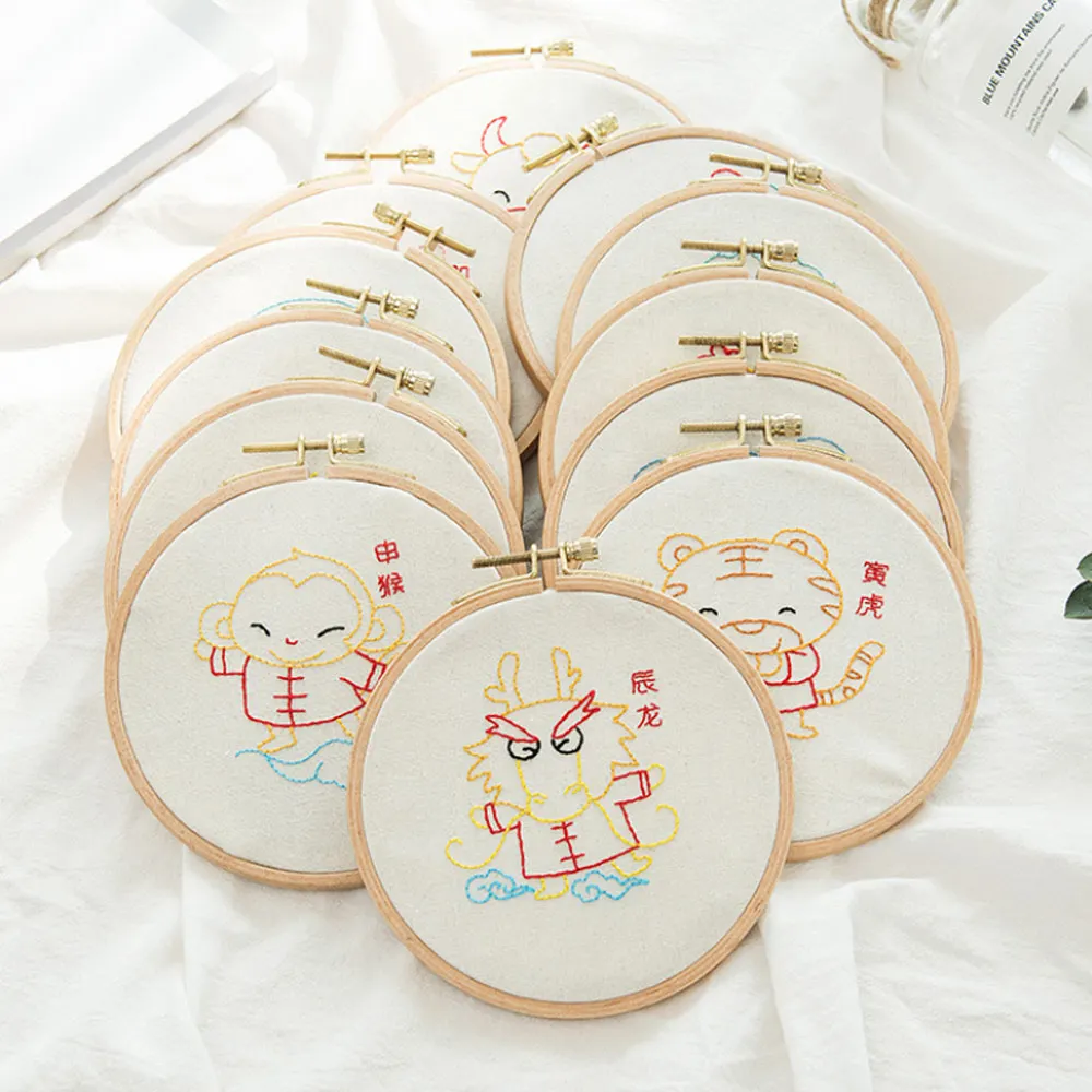 

1Set Embroidery Kit DIY Embroidered Sewing Cross Stitch Zodiac Animals Theme Unfinished Beginner Thread Tools Art Home
