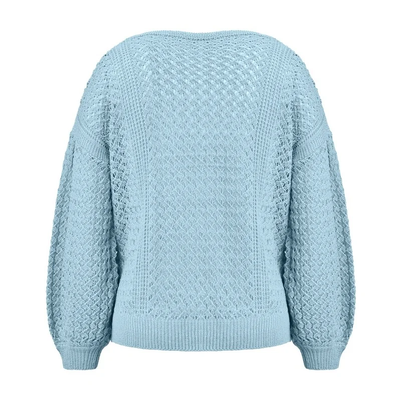 Женский трикотажный свитер свободного кроя тонкий пуловер с длинным рукавом и