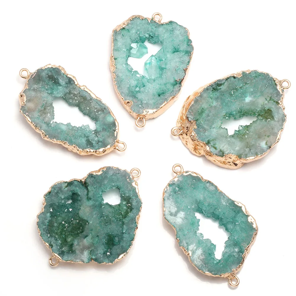 

Natural Agates Stone Pendant Connectors Irregular Druzy Geode Agates Stone Link Charms for Jewelry Making Necklace Bracelet Gift