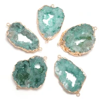natural agates stone pendant connectors irregular druzy geode agates stone link charms for jewelry making necklace bracelet gift
