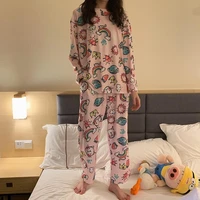 pajamas for womens early autumn new long sleeved trousers sleep wear cotton cartoon cute spring thin sweet home service suit