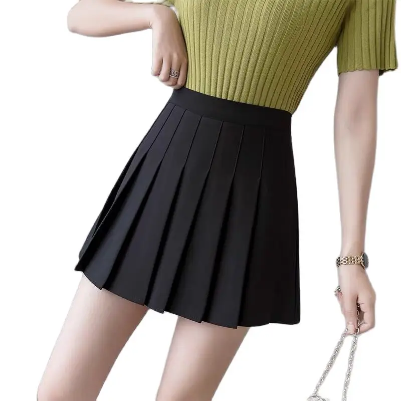 

Юбка женская плиссированная с завышенной талией, а-силуэт, мини-юбка фигуристки, соблазнительная школьная форма для тенниса, шорты с подкла...