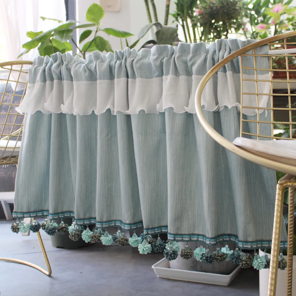 Синий в полоску короткие сапоги трубы Шторы скандинавском стиле синие