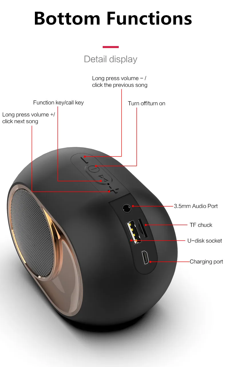 50 шт. мини портативный Bluetooth динамик беспроводной громкий динамик s стерео звук бас открытый динамик с fm-радио DHL