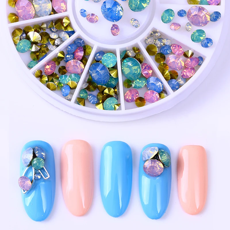 1 коробка для ногтей горный хрусталь 12 узоров фрукты Красочный Кристалл плоское