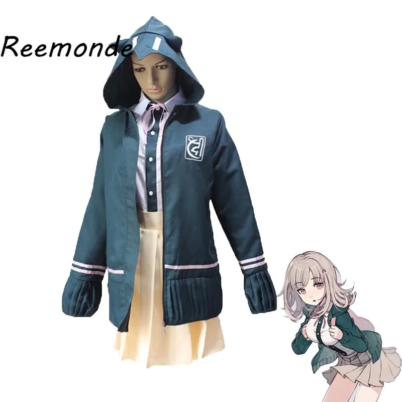 

Костюм для косплея Nanami ChiaKi из 2 частей DanganRonpa, пальто, верхняя юбка, комплект униформы, парик из синтетических волос, женская одежда для девоч...