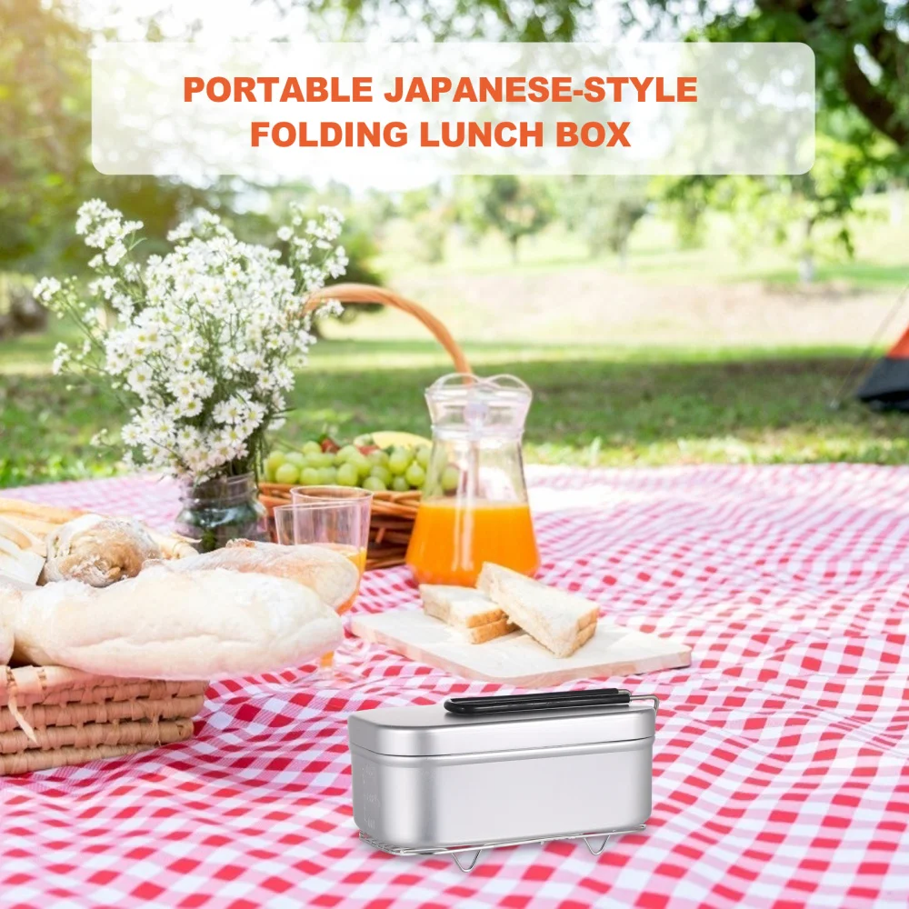 

2pcs Outdoor Camping Picnic Portable Handle Food Container Bento Box