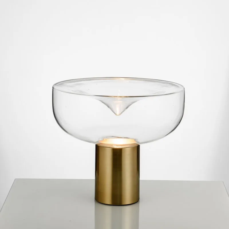 

Modern minimalist creative glass art living room table lamp golden iron bedside lamp bedroom