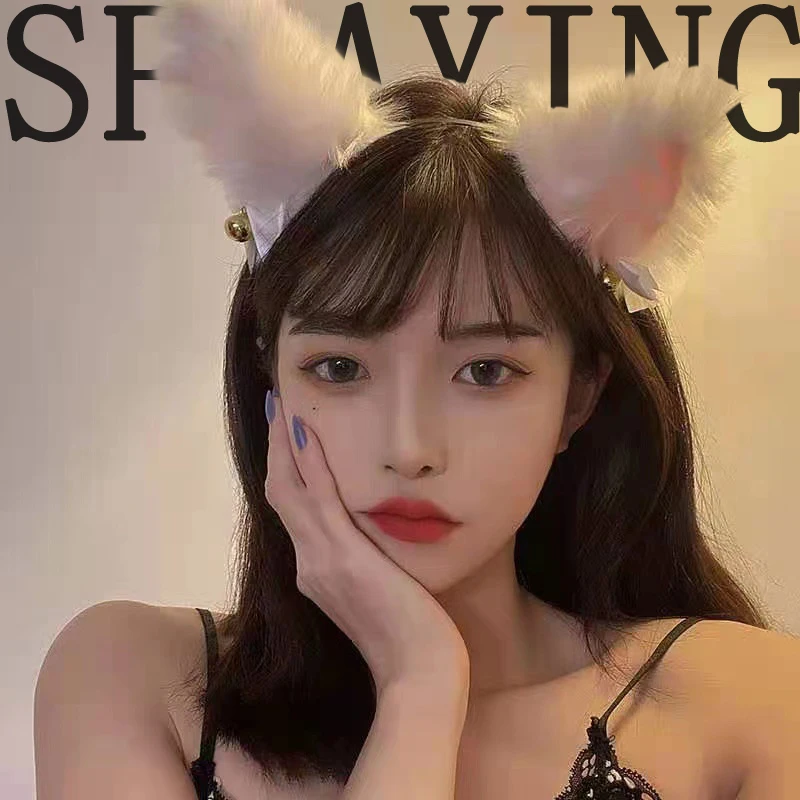 Женская повязка на голову с ушками из лисьего меха |