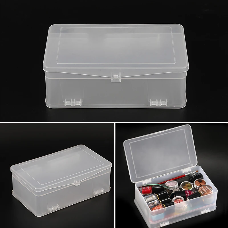 

1Pc Rectangle Double-layer Nail Art Tool Storage Box Tweezers Clippers Pens Polishing Nail Buffer Files Brushes Container