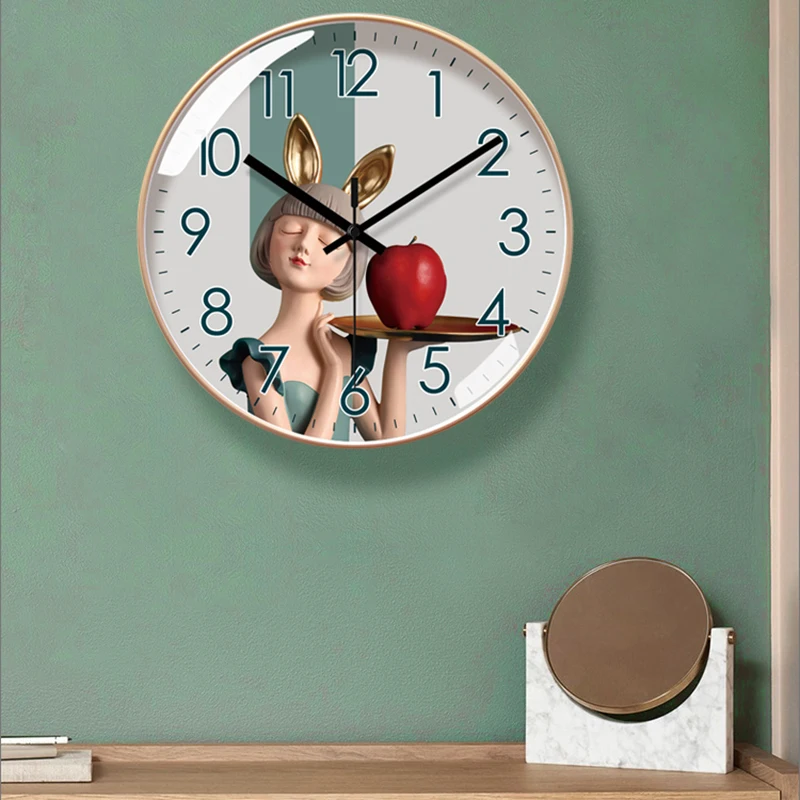 

Creativity Modern Wall Clock 14 Inch Quartz Craft Girls Wall Clock Industrial Style Home Horloge Murale Home Decoration HX50NU
