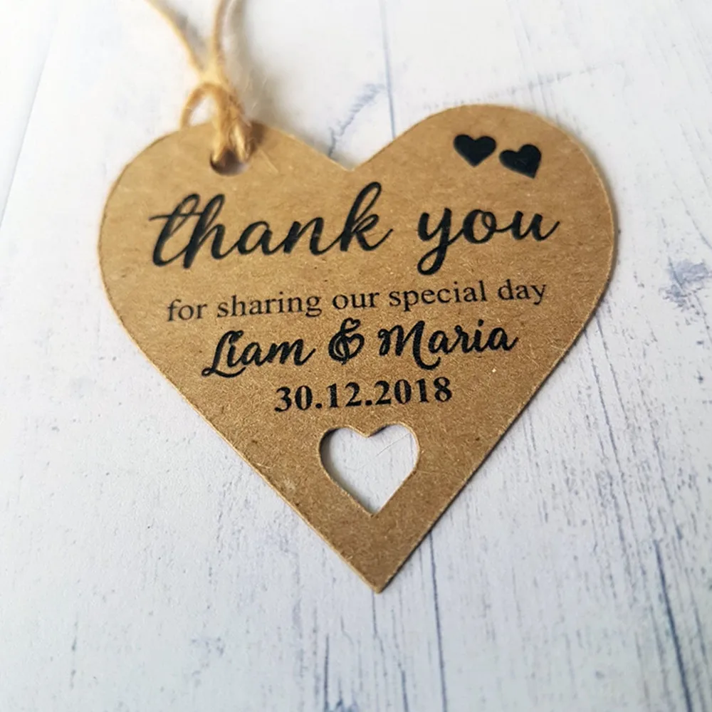 customized Wedding Heart Shaped gift Tags Personalised Thank You For Sharing Our Special Day bachelor Bridal Baby Shower lables | Дом и сад