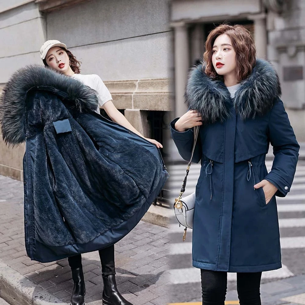 Women's Winter Parka Cotton-Padded For Female Autumn Warm Jacket Medium Coat With Hooded