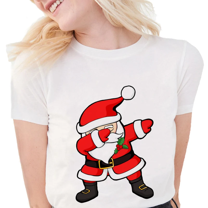 Женская хлопковая Футболка с принтом деда мороза коротким рукавом | одежда