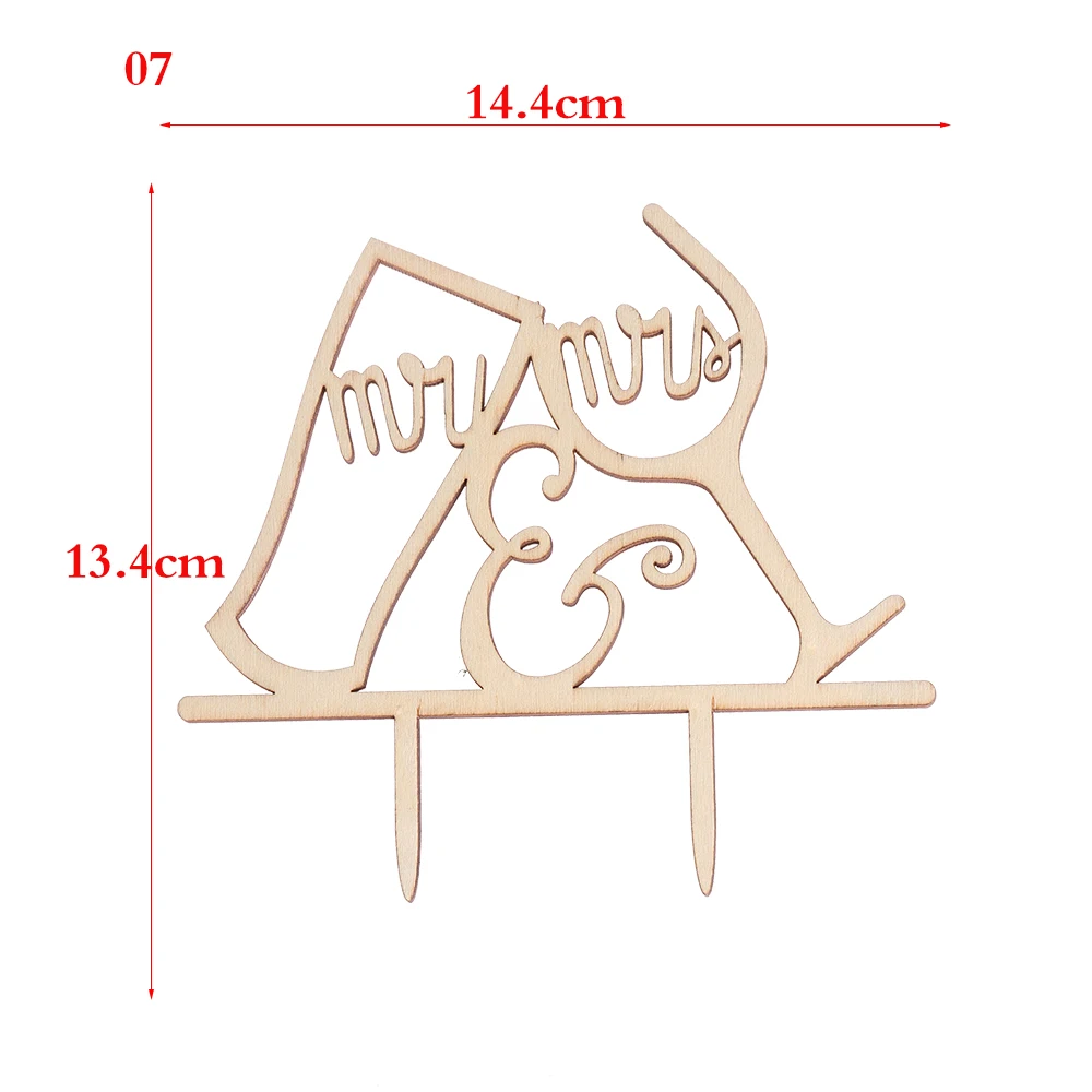 7 "Mr and Mrs" Vintage Rustic Wedding Cake Topper Laser Cut Wood Letters DIY Wedding Cake Decor Favors Supplies Engagement Gifts - Цвет: 7