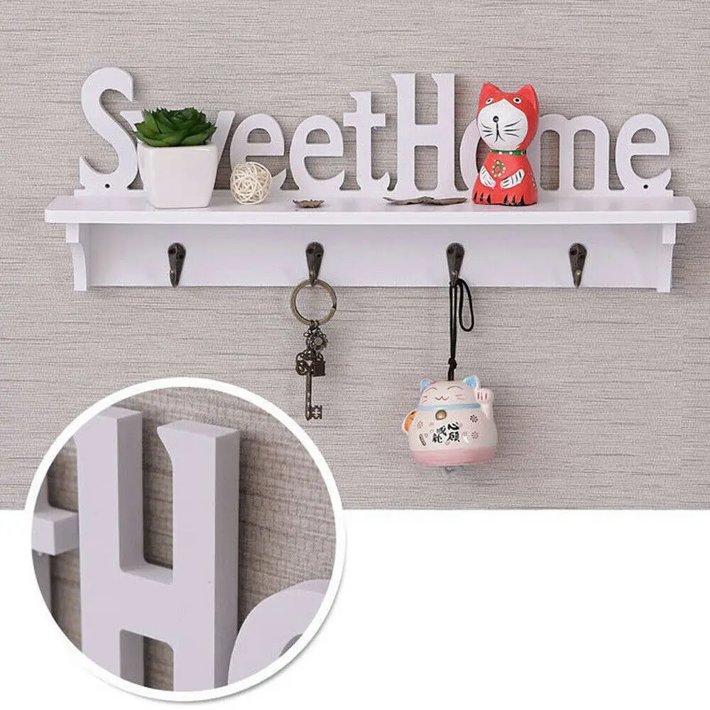 

New Creative Wooden Wall Hook Door Mounted Shelf Holder / Clothes Hat Coat Hook Key Wall Organizer Rack Mounted 47 * 16.5 * 9cm