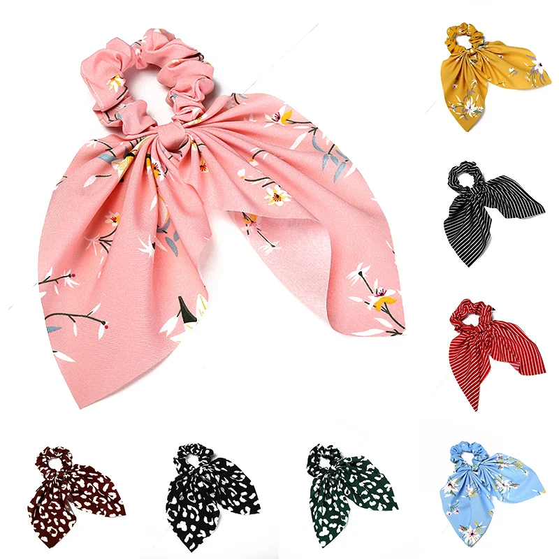 Резинка для волос сделай сам с цветочным принтом полосками и леопардовым