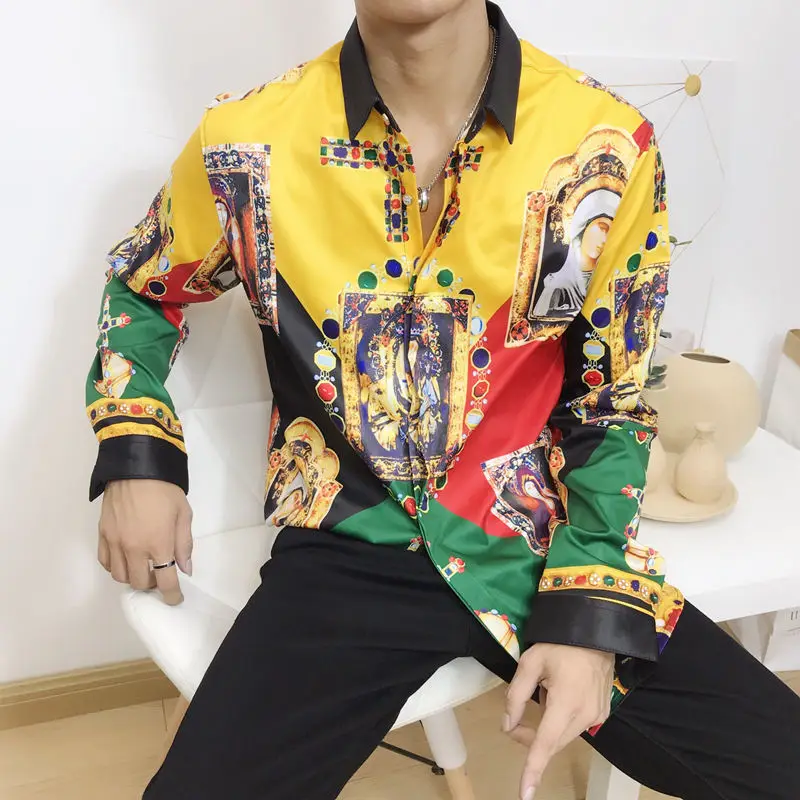 Мужские Цветочный принт Вечерние Выпускные рубашки класса люкс в стиле барокко