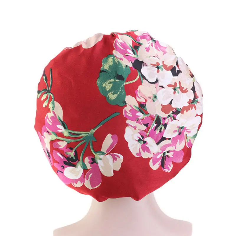 

Women Long Hair Care Satin Bonnet Cap Night Sleep Hat Silk Cap Head Wrap Elastic