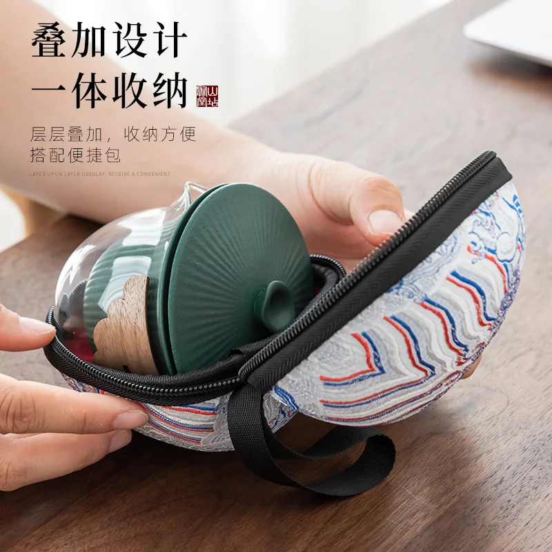 Portable One Pot Two Cups Retro Chinese Designer Kungfu Teapot Teacup Simple Outdoor Travel Tea Set Cool Teaware Gift | Дом и сад
