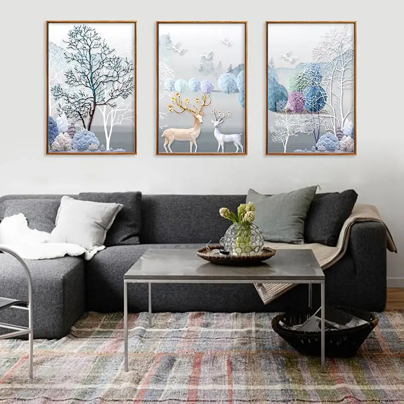 Картина маслом в европейском ретро стиле олень джунглях живопись на холсте