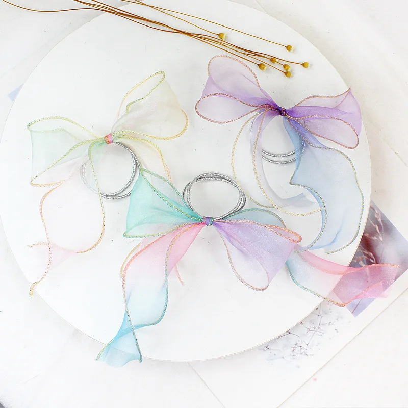 Horquilla con adorno de lazo para ni&ntilde;a, horquilla con doble gradiente, corona, Clip de pico de pato, pasadores adorables y dulces, accesorios para el cabello para beb&eacute;-2