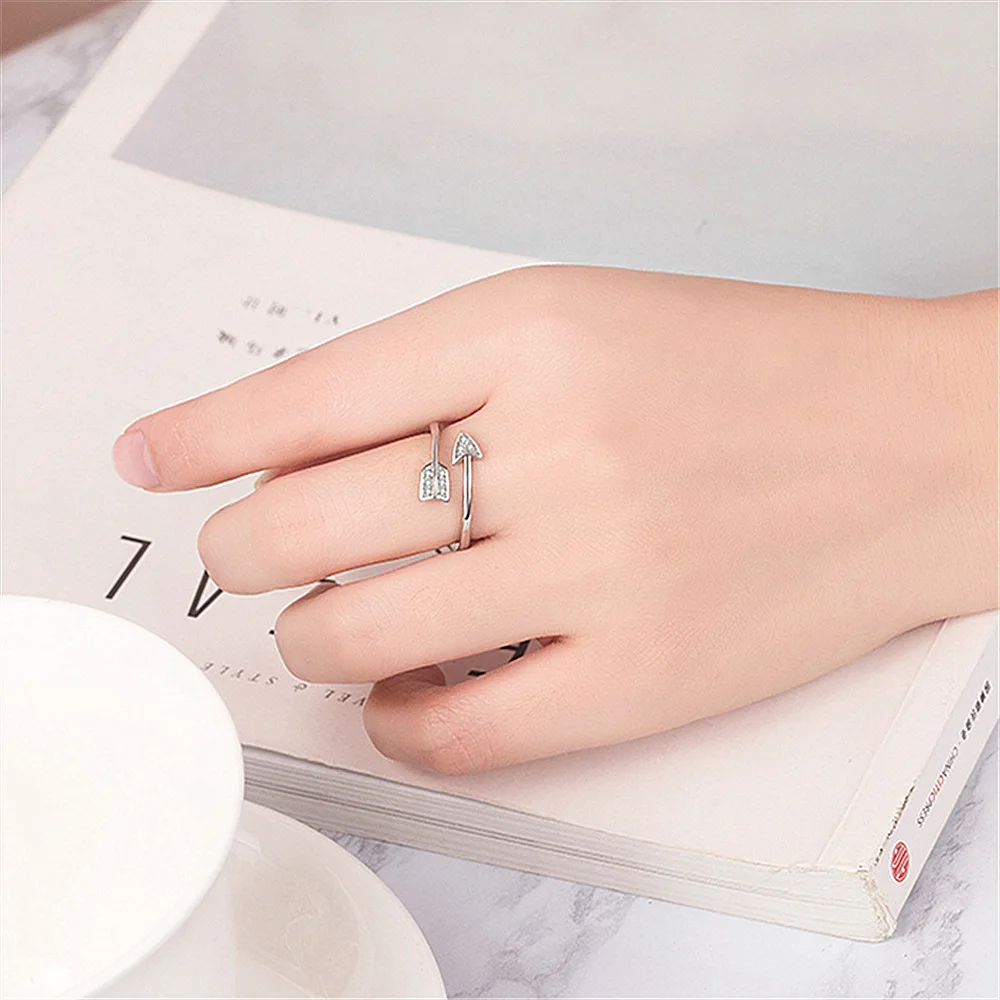 2019 Fashion Silver Plated Arrow Crystal Rings for Women Adjustable Engagement Ring Love Accesorios Mujer L030 | Украшения и