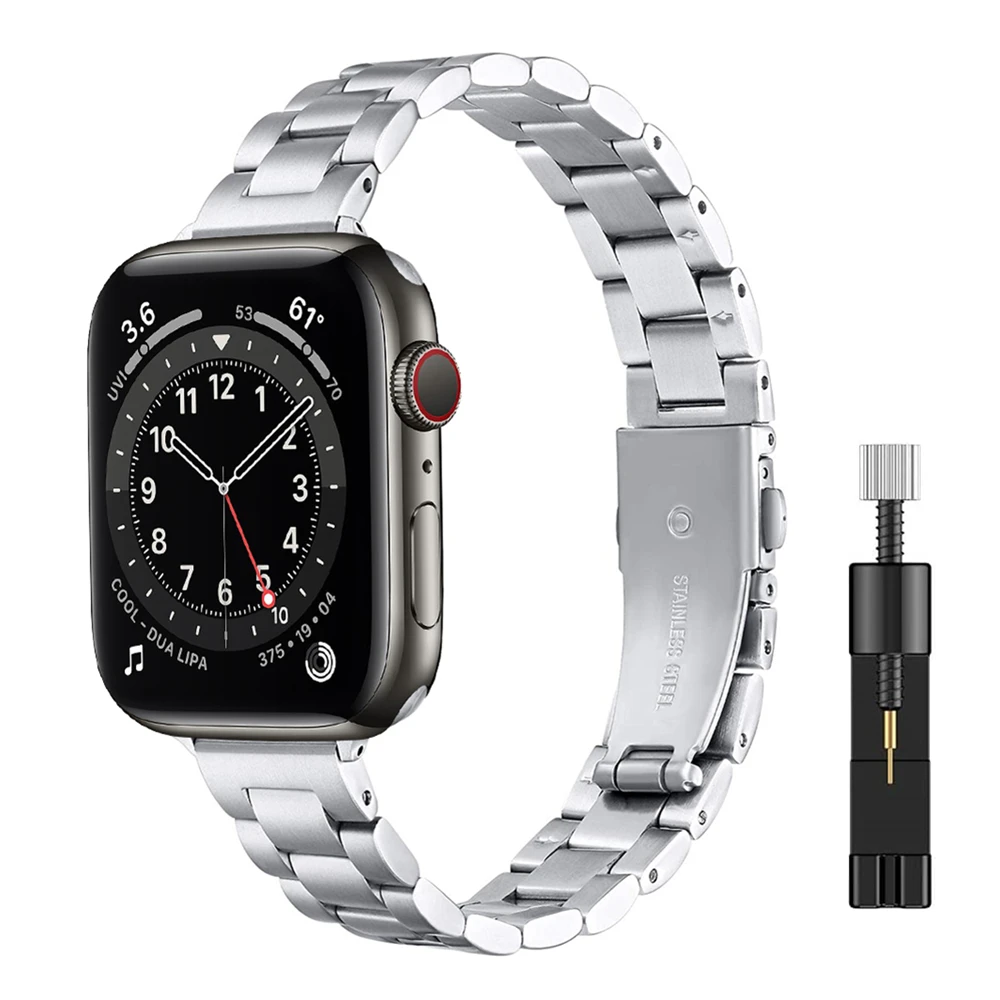 Женский металлический браслет для Apple Watch SE 40 мм 44 серия 6/5/4/3/2/1 тонкий из