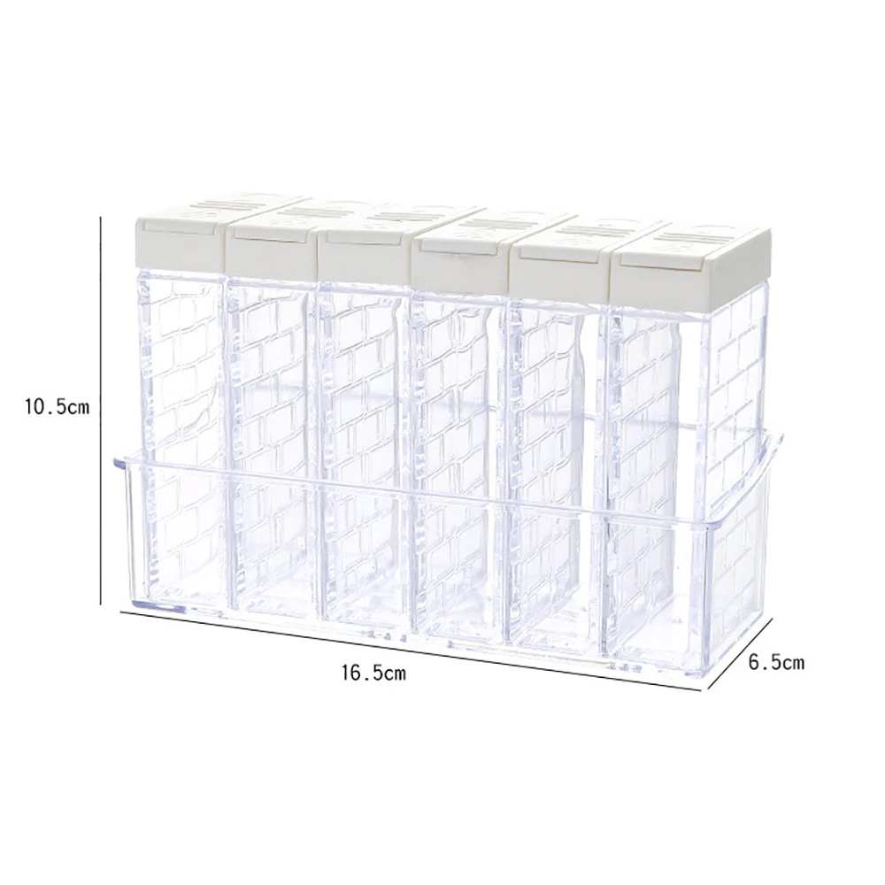 Коробка для приправ с основанием прозрачная 6 ячеек дома сильным уплотнением