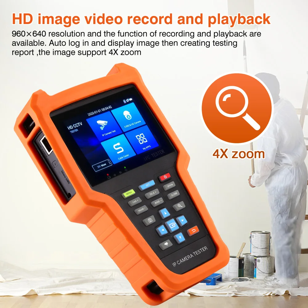 CC ТВ тестер 960 × 640 Сенсорный экран безопасности камера Handhold 4 дюйма IPS 8MP AHD CVBS CVI HDMI