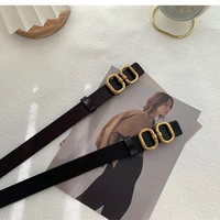 hot sale fashion high quality retro women genuine leather belts golden oval buckle elegant straps dress jeans waistband 39002