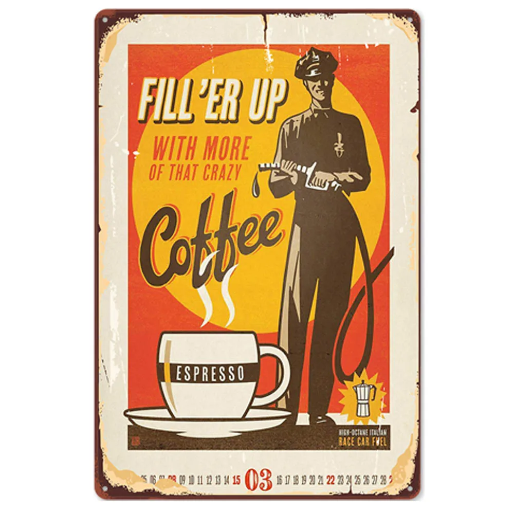 Кофейные винтажные металлические жестяные фотообои DIY наклейки для дома и