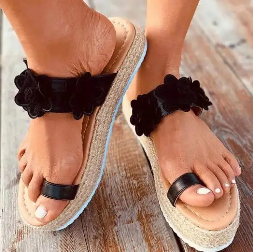 

2020 Platform Sandals Women's Bohemian Shoes Sweet High Heels Shoes Woman Flowers Beach Sandals Slip on Zapatos De Mujer