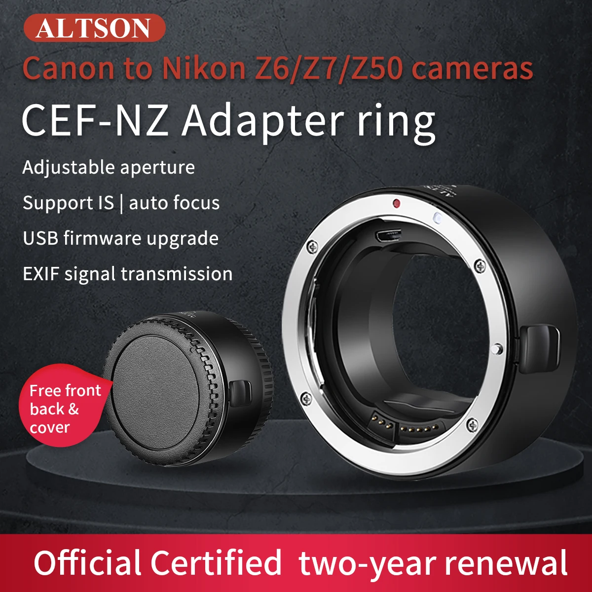 

Altson CEF-NZ AF Camera Lens Adapter Auto Focus Adapter Ring for Canon EOS EF EF-S Sigma Lens to Nikon Z Mount Cameras Z6 Z7