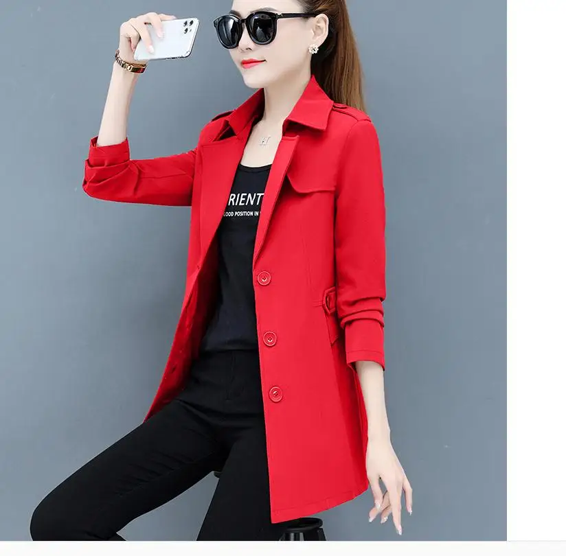 

2021 spring and autumn winter Long sleeve Women's Windbreaker coat