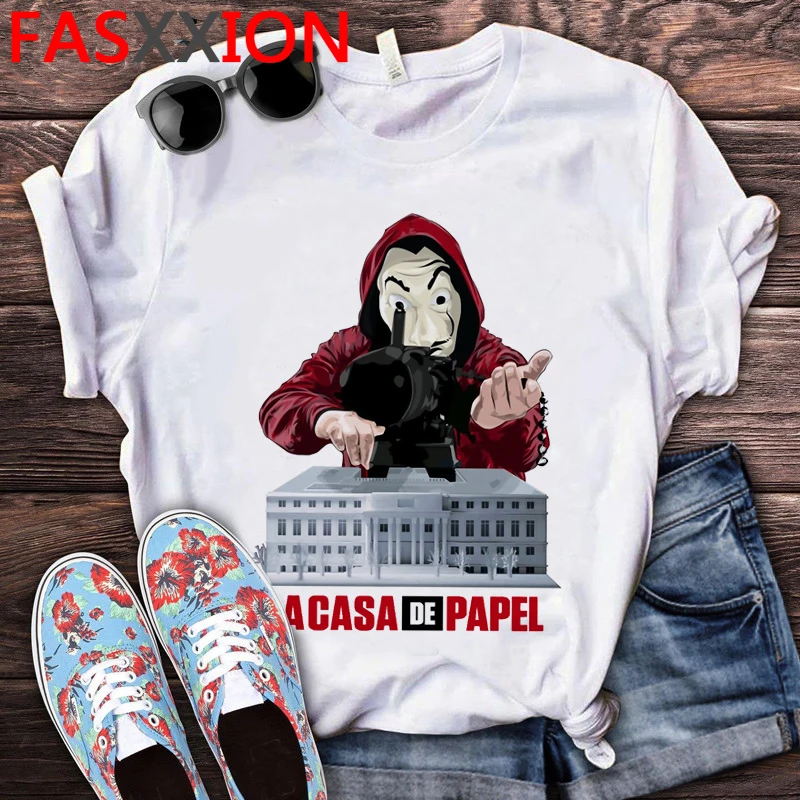 la casa de papel money heist tee tv series t shirt men cartoon house of paper funny t shirt bella ciao anime graphic tshirt male free global shipping